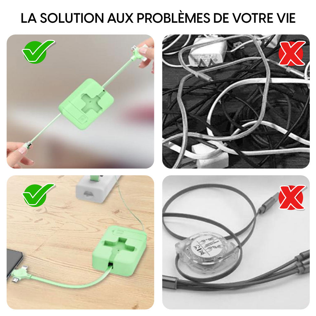 🔥Promotion🎁 Câble USB 4 En 1 Rétractable Charge Rapide Avec Support De Téléphone