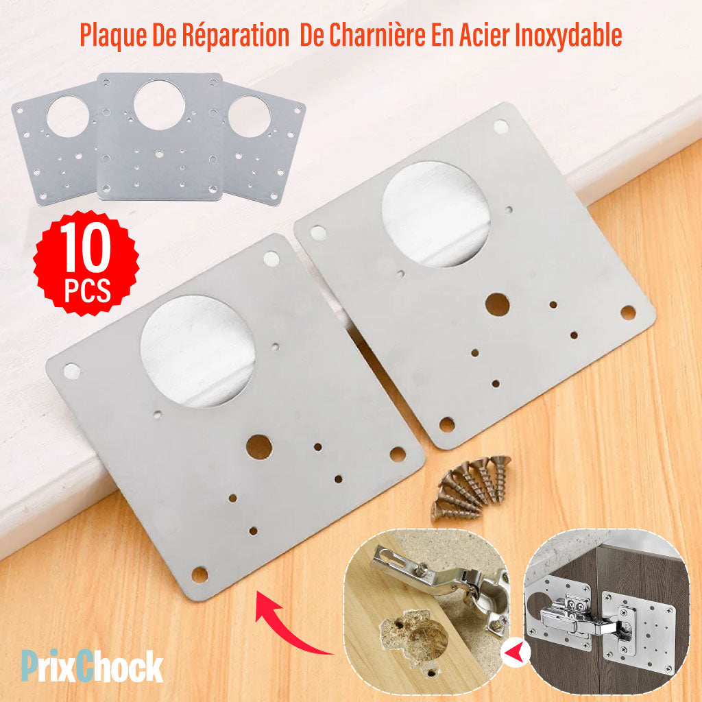 Kit De Plaque De Réparation De Charnière De Porte D'armoire En Acier Inoxydable. (Universel)