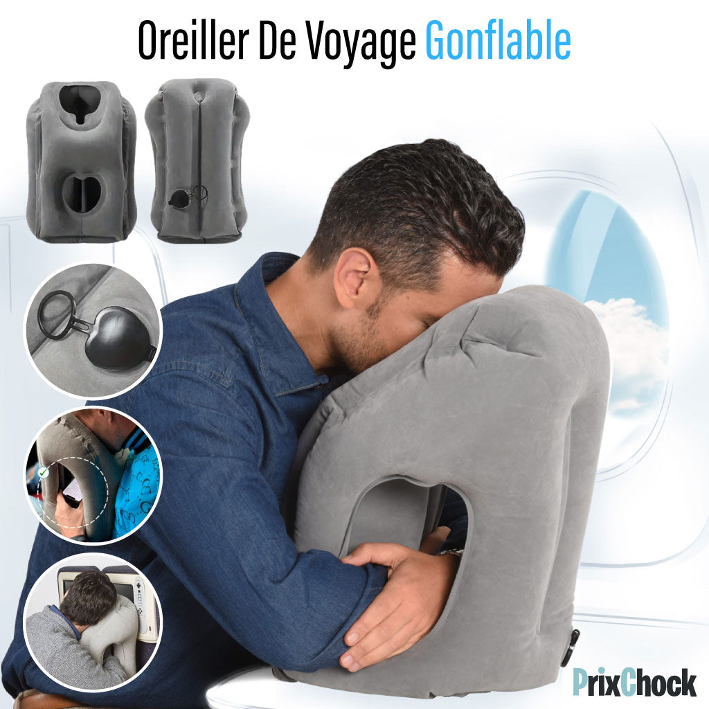 Coussin De Voyage Gonflable Pour Le Soutient Confortablement De La Tête, Le Cou Et Les Lombaires.