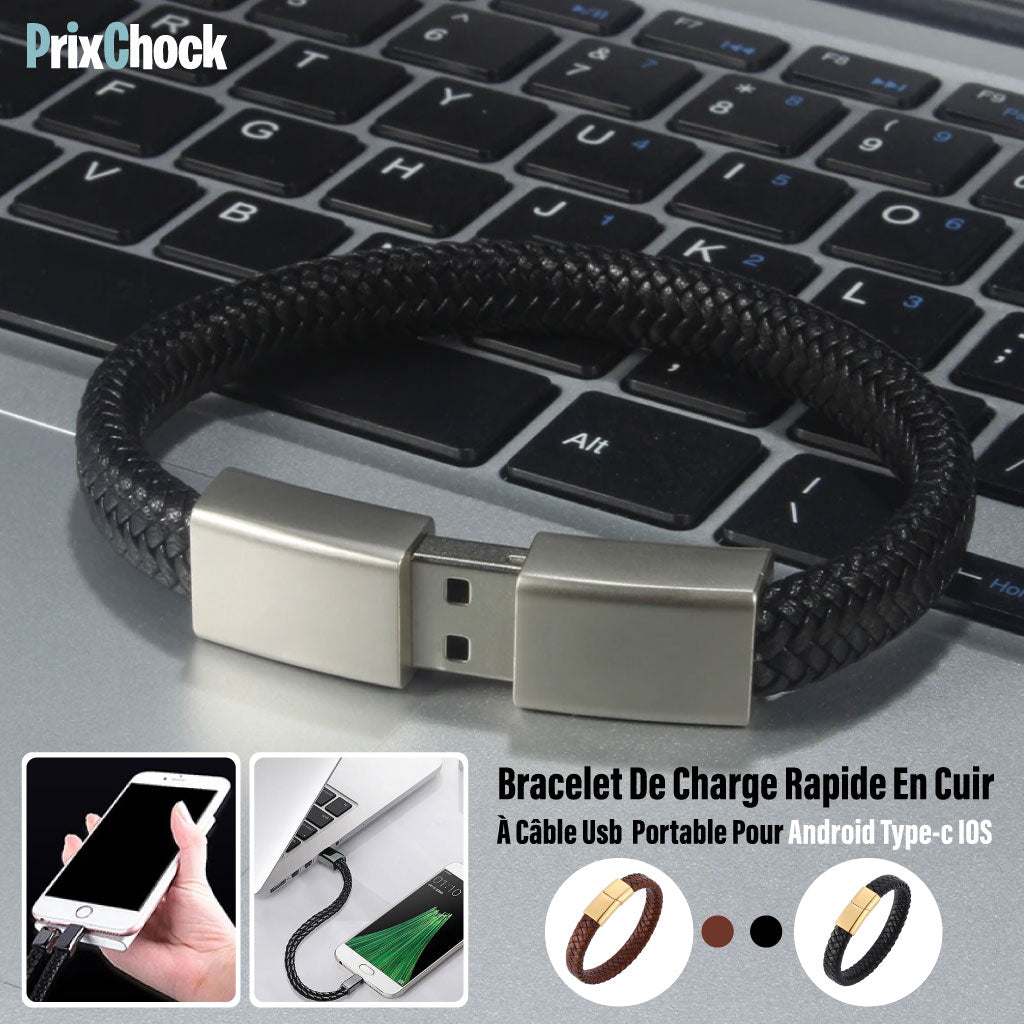 Bracelet À Câble Usb Pour Chargement Et Transfert De Données Pour iPhone Et Android