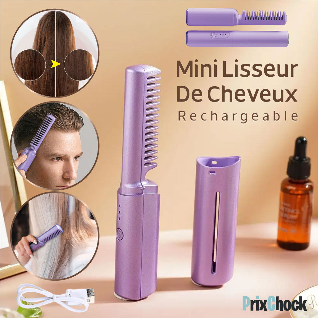 Brosse À Lisser Les Cheveux Sans Fil Rechargeable