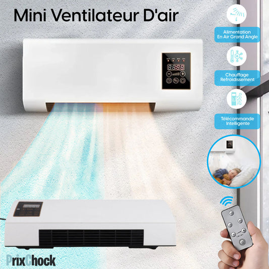 Mini Ventilateur Mural Portable De Refroidissement Et De Chauffage Avec Télécommande Et Écran Tactile.
