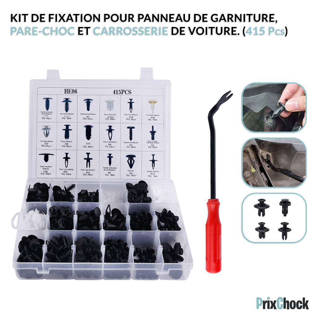 Kit De Fixation Pour Panneau De Garniture,pare-choc Et Carrosserie De Voiture. (415 PCS)