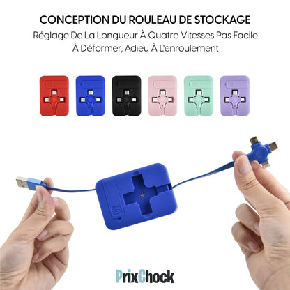 🔥Promotion🎁 Câble USB 4 En 1 Rétractable Charge Rapide Avec Support De Téléphone