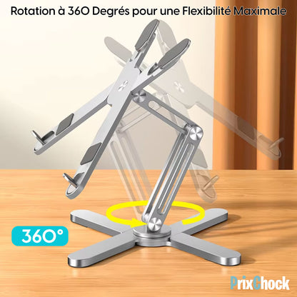 Support Réglable en Aluminium pour Ordinateur Portable avec Plateau Tournant à 360 Degrés