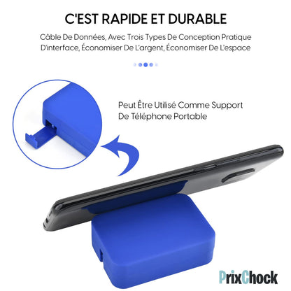 🔥Promotion🎁 Câble USB 4 En 1 Rétractable Charge Rapide Avec Support De Téléphone