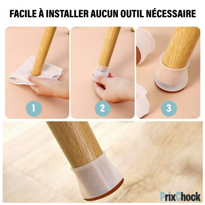 Protecteur De Pieds De Meubles En Silicone Multifonctionnelle Insonorisée Pour Les Tables Les Chaises Et Les Bureaux