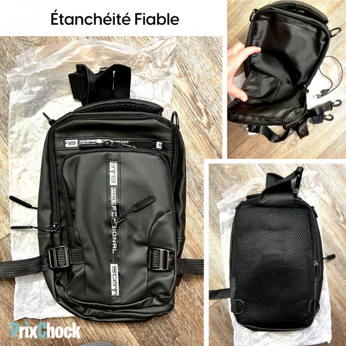 Sac À Bandoulière Avec 6 Poches Unisex Étanche Avec Port De Charge Usb Pour Camping, Travail, Et Randonnée.