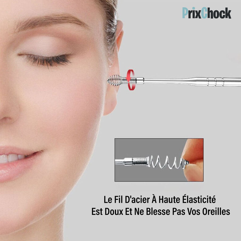 Ensemble De Nettoyeur De Cire D'oreille En Acier Inoxydable 360 °