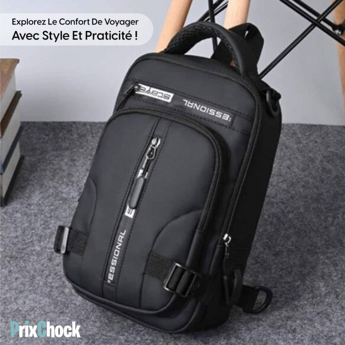 Sac À Bandoulière Avec 6 Poches Unisex Étanche Avec Port De Charge Usb Pour Camping, Travail, Et Randonnée.