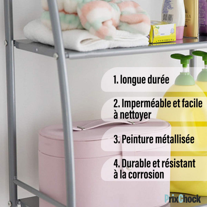 Organisateur De Rangement En Acier Inoxydable Pour Organiser Les Outils De Salle De Bain Avec Étagères.