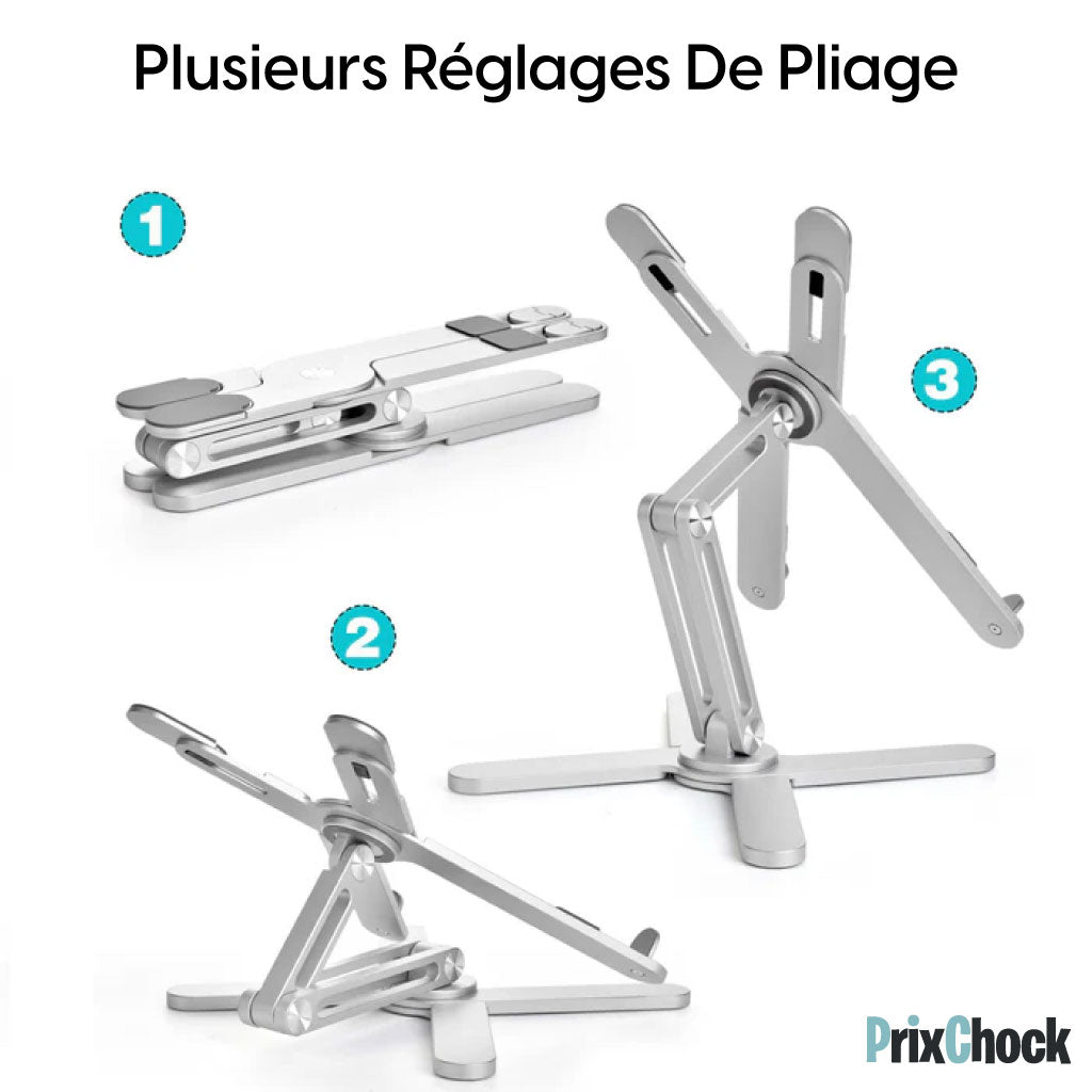 Support Réglable en Aluminium pour Ordinateur Portable avec Plateau Tournant à 360 Degrés