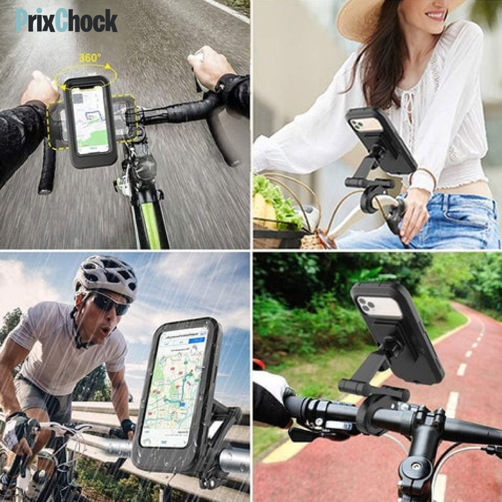 Support De Téléphone Pour Moto Et Vélo, Étanche À Rotation De 360° Avec Écran Résistant À L’eau.