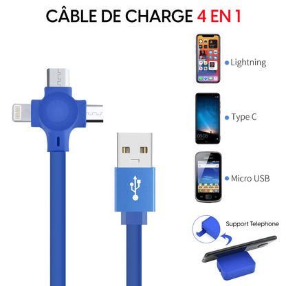 🔥Promotion🎁 Câble USB 4 En 1 Rétractable Charge Rapide Avec Support De Téléphone