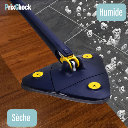 Vadrouille De Nettoyage Triangulaire Avec Essorage Automatique Rotative à 360 Degrés pour Nettoyer le Verre, Sol Murs et Plafond