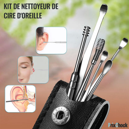 Ensemble De Nettoyeur De Cire D'oreille En Acier Inoxydable 360 °