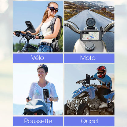 Support De Téléphone Pour Moto Et Vélo, Étanche À Rotation De 360° Avec Écran Résistant À L’eau.