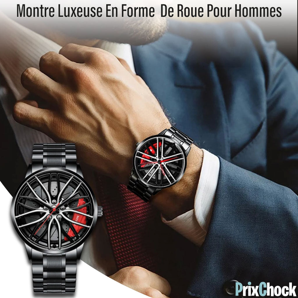 Montre Luxueuse En Forme De Roue Étanche En Acier Inoxydable Pour Hommes 